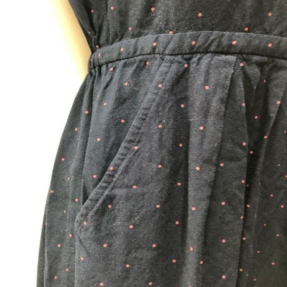 J.Crew cap sleeve navy pink polka dot dress tie waist and pockets woman’s size 0 - Picture 6 of 6